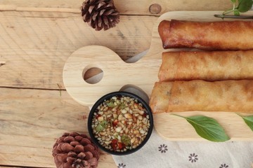 Fried spring rolls traditional for appetizer food.