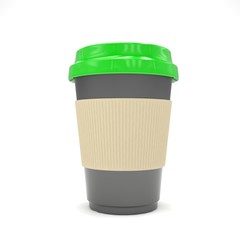 Coffee to go on white. 3d rendering.