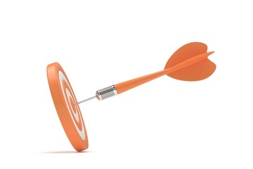 arrow darts in target. 3d rendering.