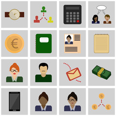 Icon set earnings/ Vector earnings/ Icons gray, square. Busness vector.