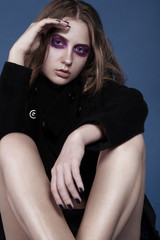 Fototapeta premium Very beautiful young girl with beautiful makeup.