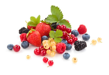 Fresh fruits with leaves.