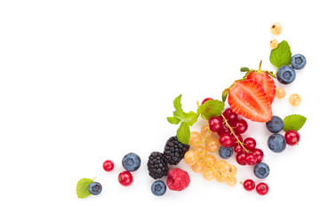 Fresh fruits with leaves.