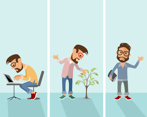 Three hipster in situation