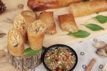 Fried spring rolls traditional for appetizer food.