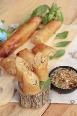 Fried spring rolls traditional for appetizer food.