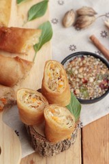 Fried spring rolls traditional for appetizer food.