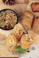 Fried spring rolls traditional for appetizer food.