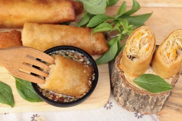 Fried spring rolls traditional for appetizer food.