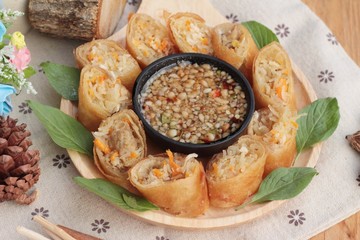 Fried spring rolls traditional for appetizer food.