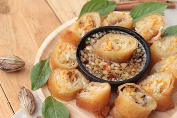 Fried spring rolls traditional for appetizer food.