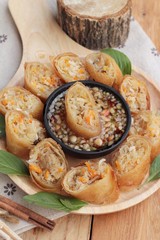 Fried spring rolls traditional for appetizer food.