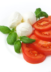 Mozzarella cheese with tomatoe and basil