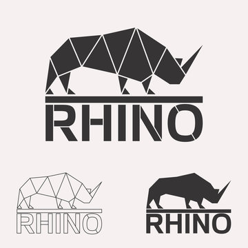 Polygonal rhino logo set