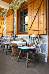 Table set on terrace