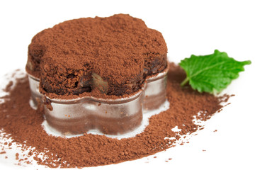 Chocolate brownie cake close up