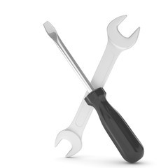 3D Illustration Wrench and screwdriver, service concept