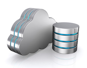 3D illustration of Database storage concept, cloud computing.