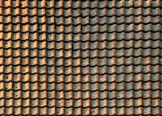 Old weathered shingle roof pattern background.