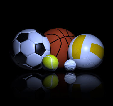 Sports balls 3d rendering