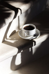 Black aroma coffe in morning light