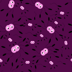 seamless pattern. vector illustration. Spiders vector. For children. Burgundy background