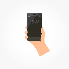 Hand Holding Mobile Phone Lock Screen Vector
