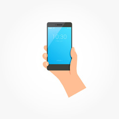 Hand Holding Mobile Phone Lock Screen Vector