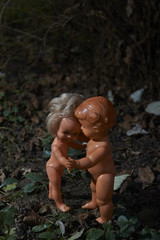 Scary doll. Child abuse. Crime scene