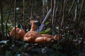 Scary doll. Child abuse. Crime scene. Lost