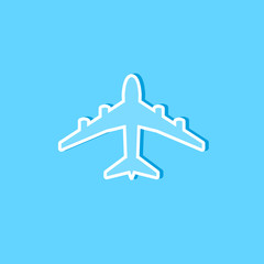 Blue vector plane icon on blue
