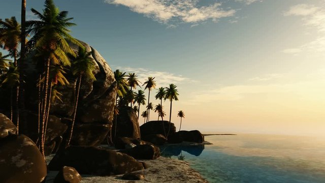 Tropical beach at sunset 