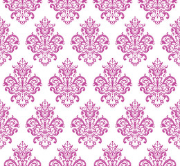 Pink Seamless Repeating Vector Pattern. Elegant Design in Baroque Style Background Texture. 