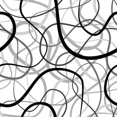 Abstract flexible lines on white, seamless pattern