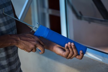 Man using pest control injection