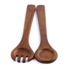 Wooden spatula and spoon isolate on white background