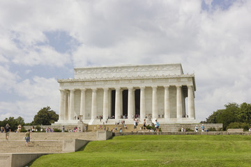 The Lincoln Memorial & ceremonial Reflecting Pool steps leading up to the Neoclassical temple, National Mall & Memorial Parks, Washington DC