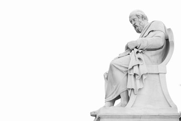 Plato statue, black and white image