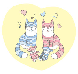 Cats and the sleeping kittens