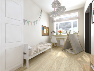 bright Scandinavian children's room © Belskih