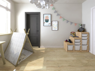 bright Scandinavian children's room © Belskih
