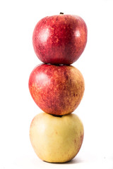Three apples on white background