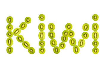 kiwi letters from kiwi fruit slice