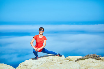 young woman at early morning