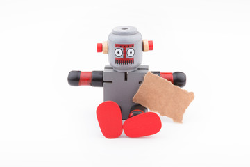 sitting robot and blank paper