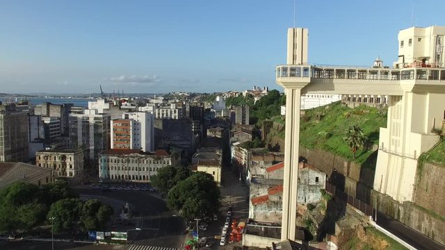 Aerial view of Lacerda Elevator on Pelourinho in Salvador, Brazil