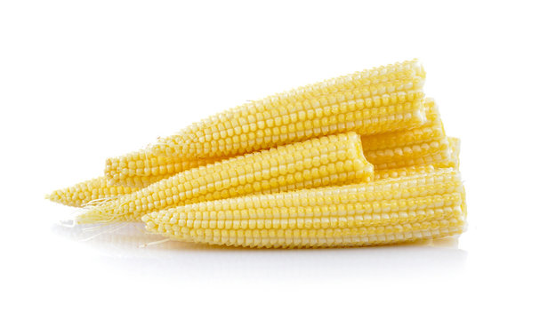 Baby corn on a white background