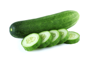 fresh cucumbers isolated on white background
