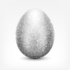 Shiny silver glitter egg. Vector egg icon for your design.