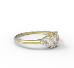 Ring wiith diamond. 3D illustration